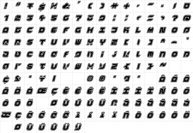 Yr72 InlineItalic Character Map