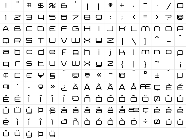 Yumi Bold Character Map