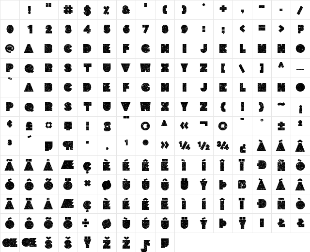 Yumo Regular Character Map