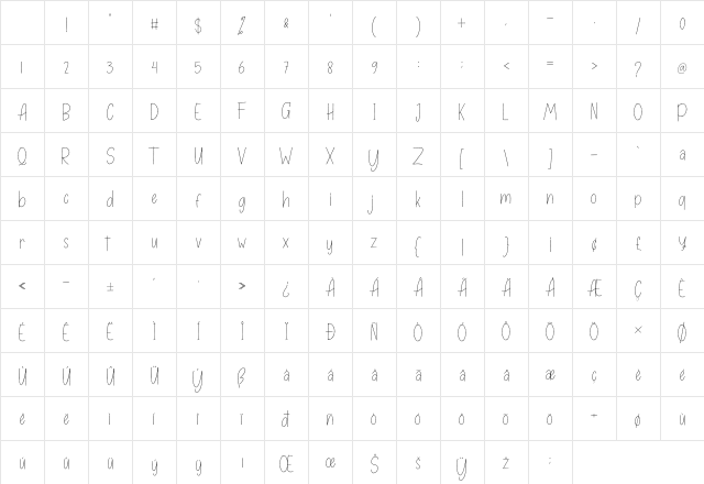 Yuscra Regular Character Map Yuscra Regular Character Map
