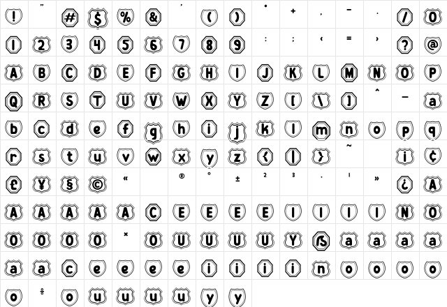 Zany Route Badge Character Map