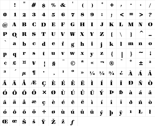 ITC Zapf Book Heavy Character Map ITC Zapf Book Heavy Character Map
