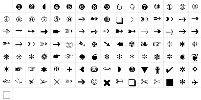 Zapf Dingbats Two Hundred BQ Regular Character Map Zapf Dingbats Two Hundred BQ Regular Character Map