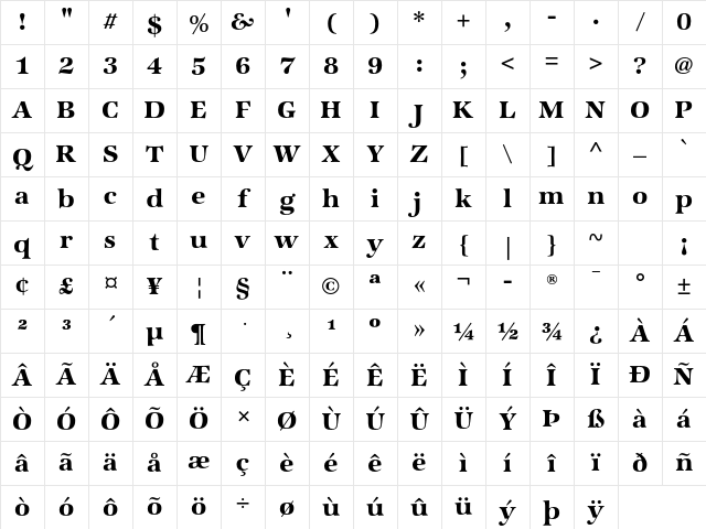 Zapf Intl ITC Std Demi Character Map
