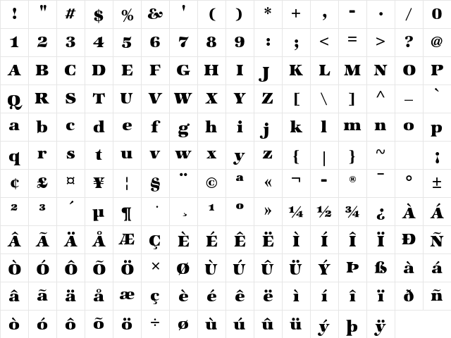 Zapf Intl ITC Std Heavy Character Map