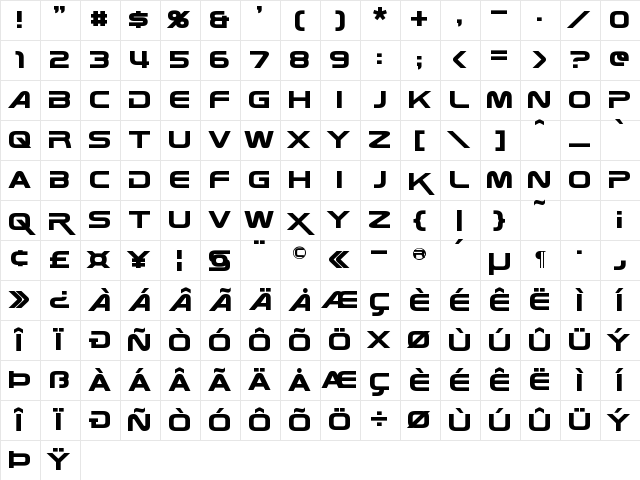 Zebulon Regular Character Map Zebulon Regular Character Map