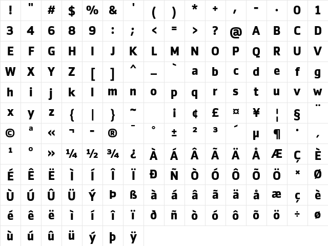 Zemestro Std Bold Character Map Zemestro Std Bold Character Map