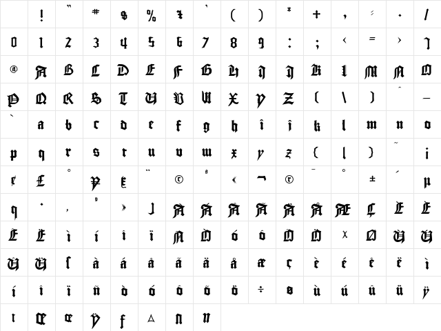 ZigHow Regular Character Map
