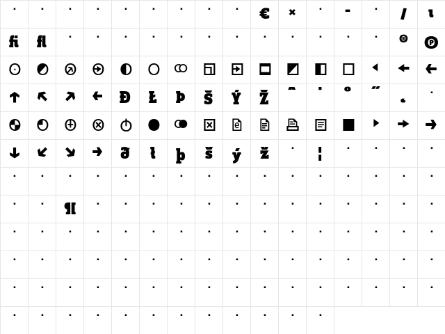 ZineSlabDis Black Roman Exp Character Map