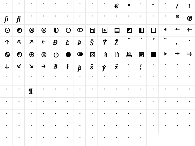 ZineSlabDis Medium Italic Exp Character Map