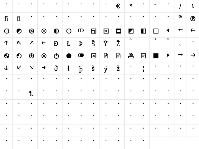 ZineSlabDis Regular Roman Exp Character Map