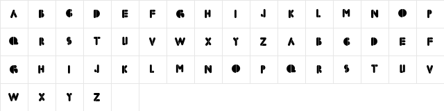 BoldFace Stencil Regular Character Map