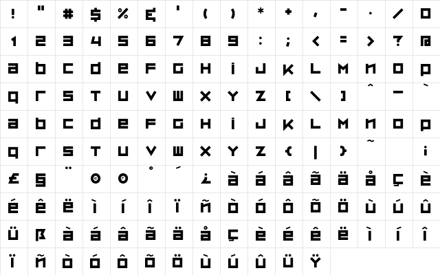 ZipSonik Regular Character Map ZipSonik Regular Character Map