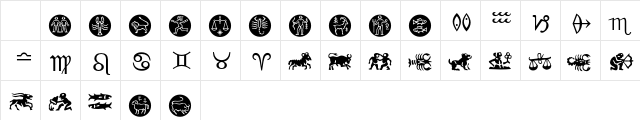 Zodiac Regular Character Map