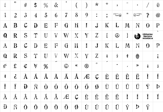 Artistamp Medium Regular Character Map