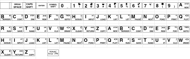 Zxspectrum Regular Character Map