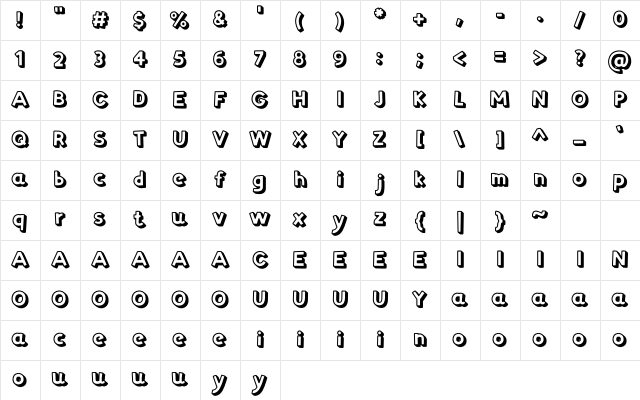 Zyzol Shadow Character Map