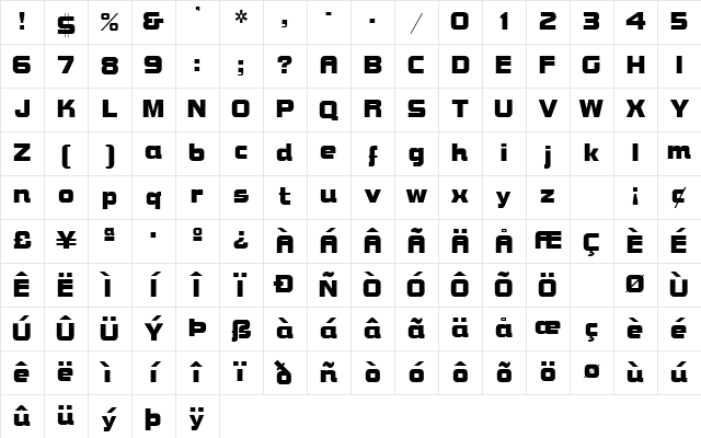 BolsterBold Bold Character Map