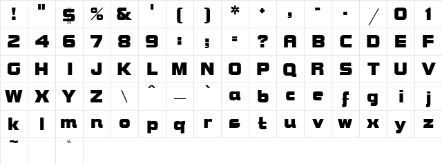 Brock Normal Character Map