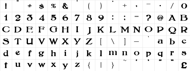 BoltonBold Regular Character Map