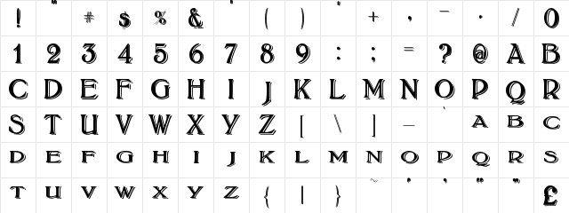 BoltonTitlingShadowed Regular Character Map