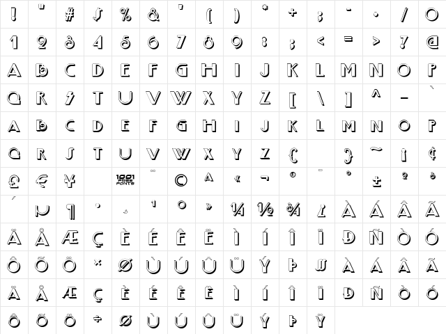 Boogie Nights ShadowNF Regular Character Map Boogie Nights ShadowNF Regular Character Map