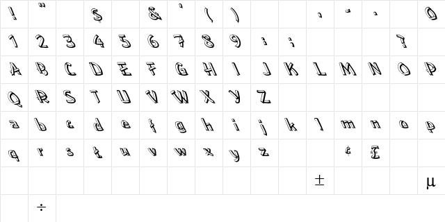 Boohoo 4 Regular Character Map Boohoo 4 Regular Character Map