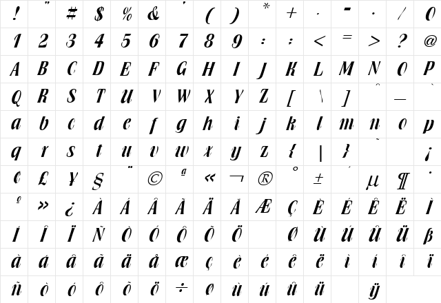 Book Jacket Regular Character Map