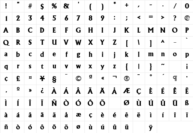 AdelonLH Bold Character Map AdelonLH Bold Character Map