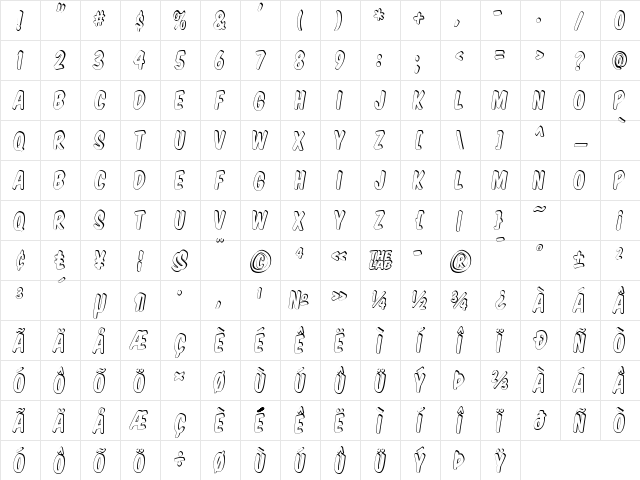 Komika Title - Shadow Regular Character Map