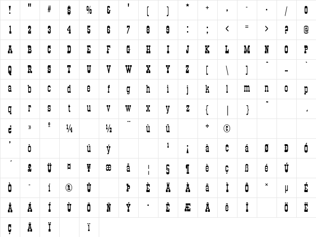 Boom-Town-Normal Regular Character Map