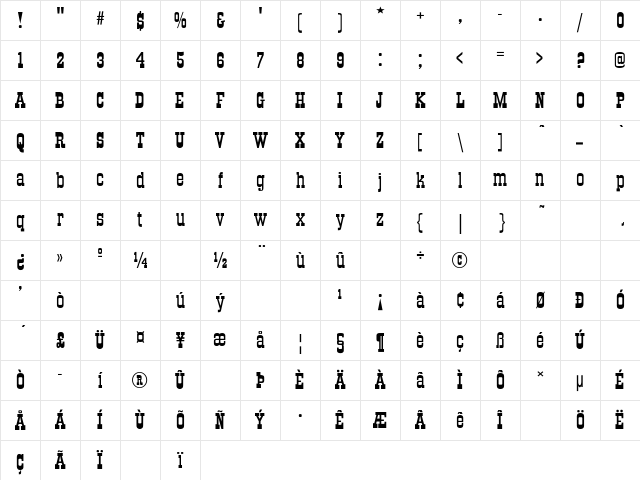 BoomExt-Normal Regular Character Map BoomExt-Normal Regular Character Map