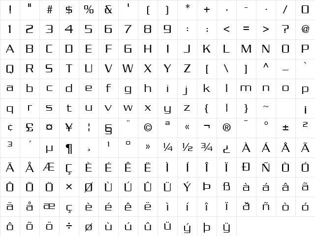 Boost Light SSi Light Character Map