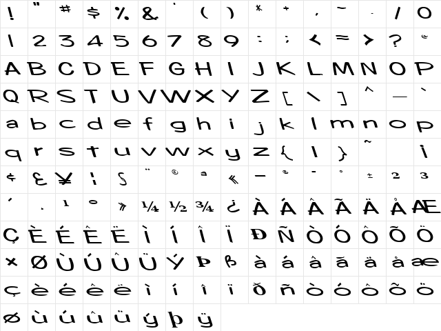 Booster Regular Character Map