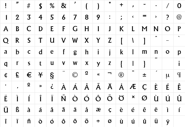 AdelonSerial-Medium Regular Character Map