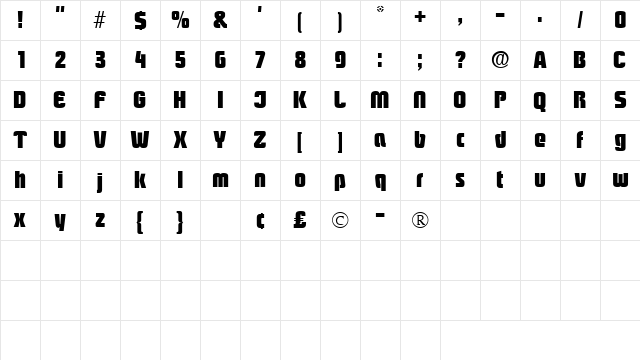 BoozleSSK Regular Character Map