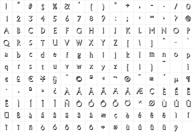 AdelonShadow-Light Regular Character Map