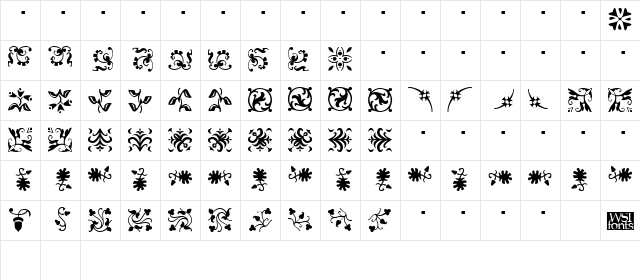 Borderbats-Fleur Regular Character Map