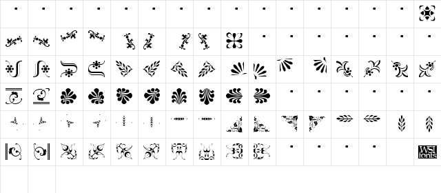 Borderbats-Fleur2 Regular Character Map