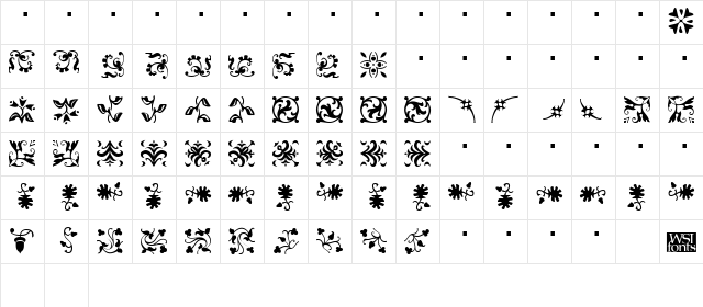 Borderbats-Fleur Regular Character Map