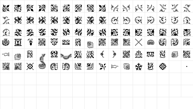BordersOneSSi Regular Character Map