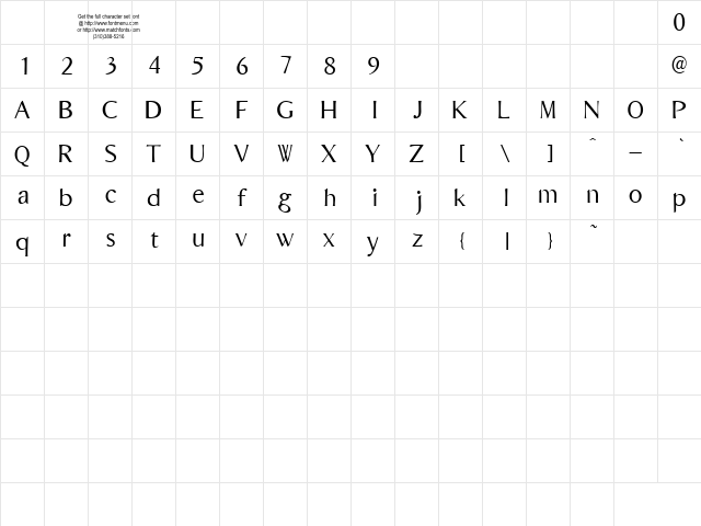 Bordofixed Tryout Regular Character Map
