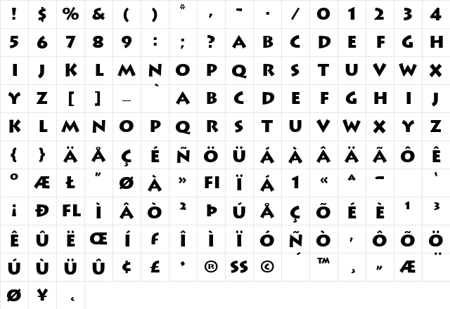 Lithos-Black Regular Character Map