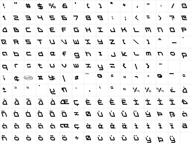 5th Agent Leftalic Italic Character Map