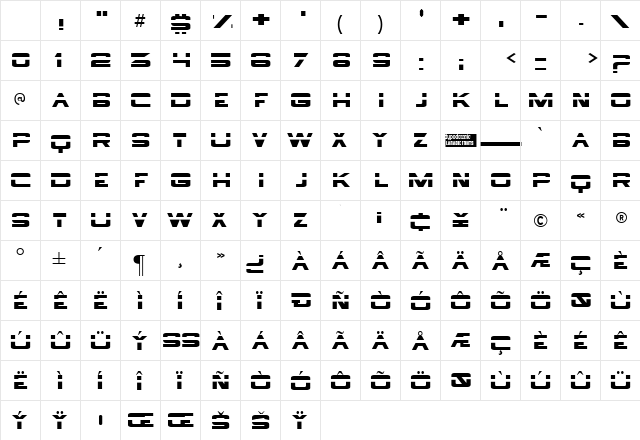 Borg 9 Regular Character Map Borg 9 Regular Character Map
