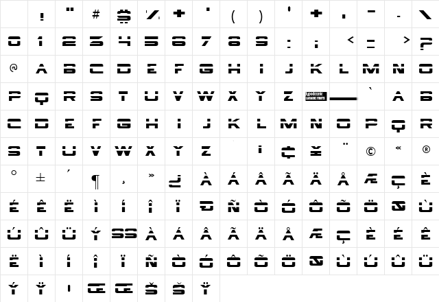 Borg 9 Regular Character Map