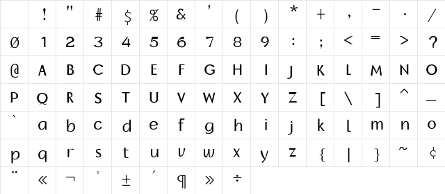 BorzoiRegular Regular Character Map