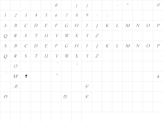 Lichtner Italic Italic Character Map
