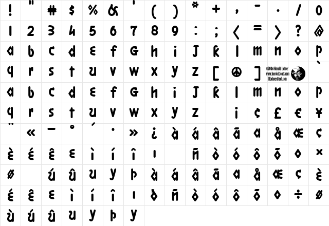 Boston LineBold Regular Character Map