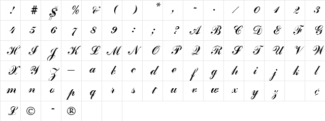 ADHEREA Regular Character Map
